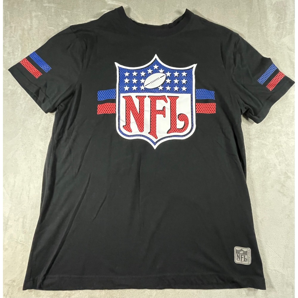 NFL Shield Graphic T-Shirt Women Large Black Short Sleeve Sporty Football Tee